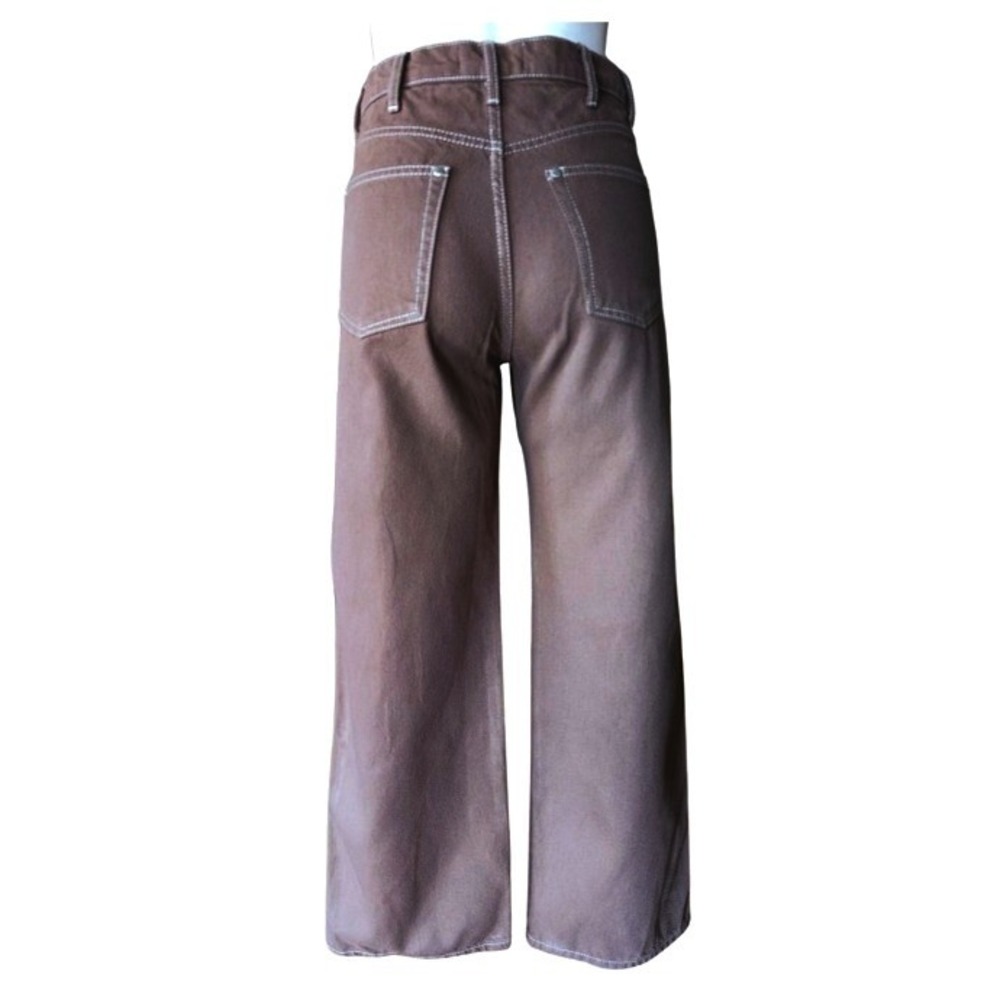 Reformation Cowboy High Rise Straight Leg Jeans Brown Cacao Contrast Stitch S 27 - Picture 5 of 9